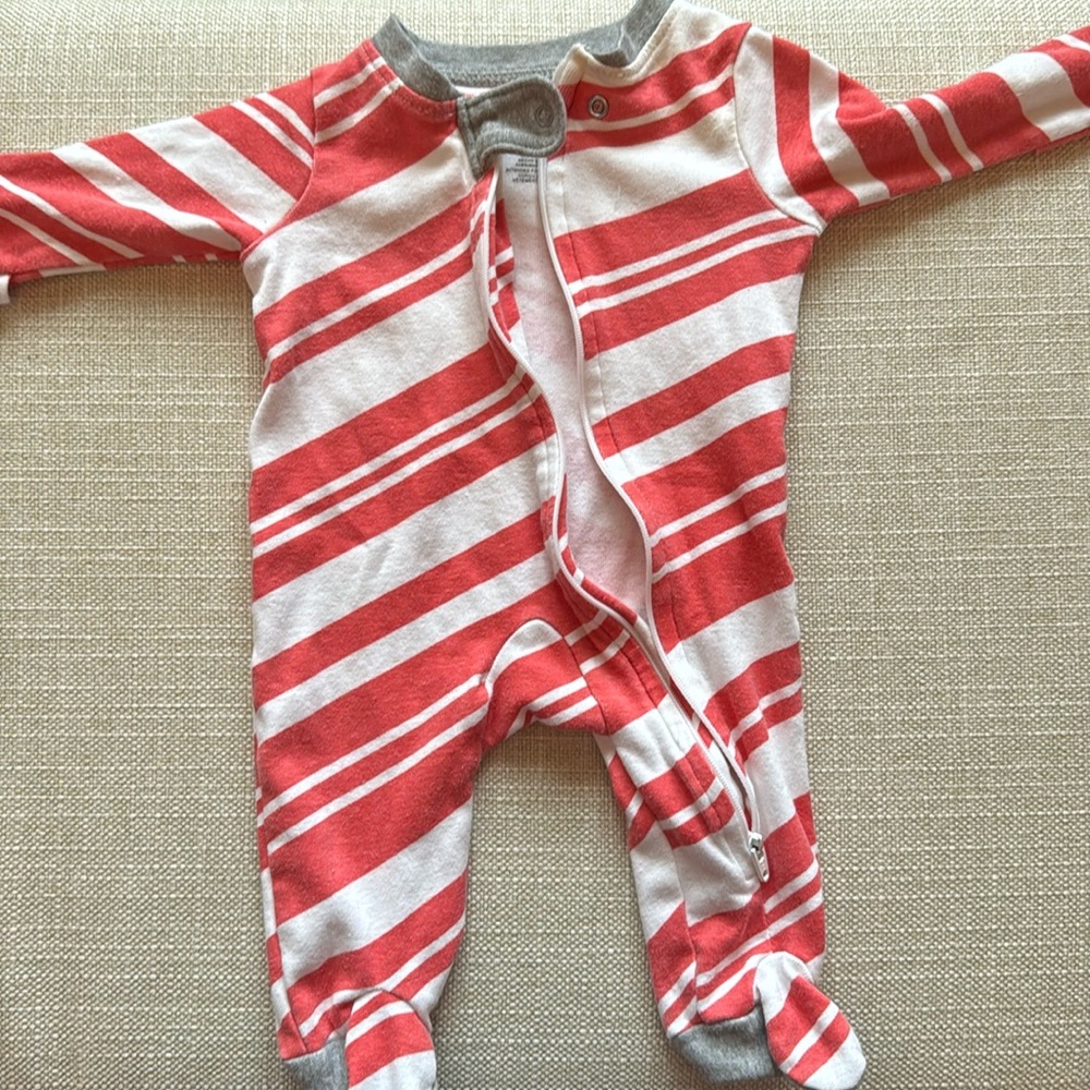 Long sleeve Honest onsey - red and white - cotton